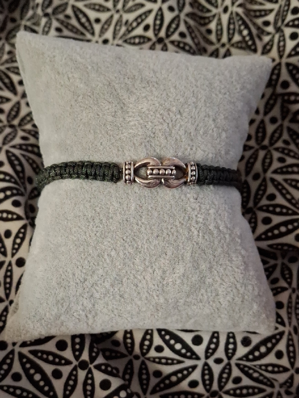 LAGOS Olive Green Braided Bracelet with Silver Clasp